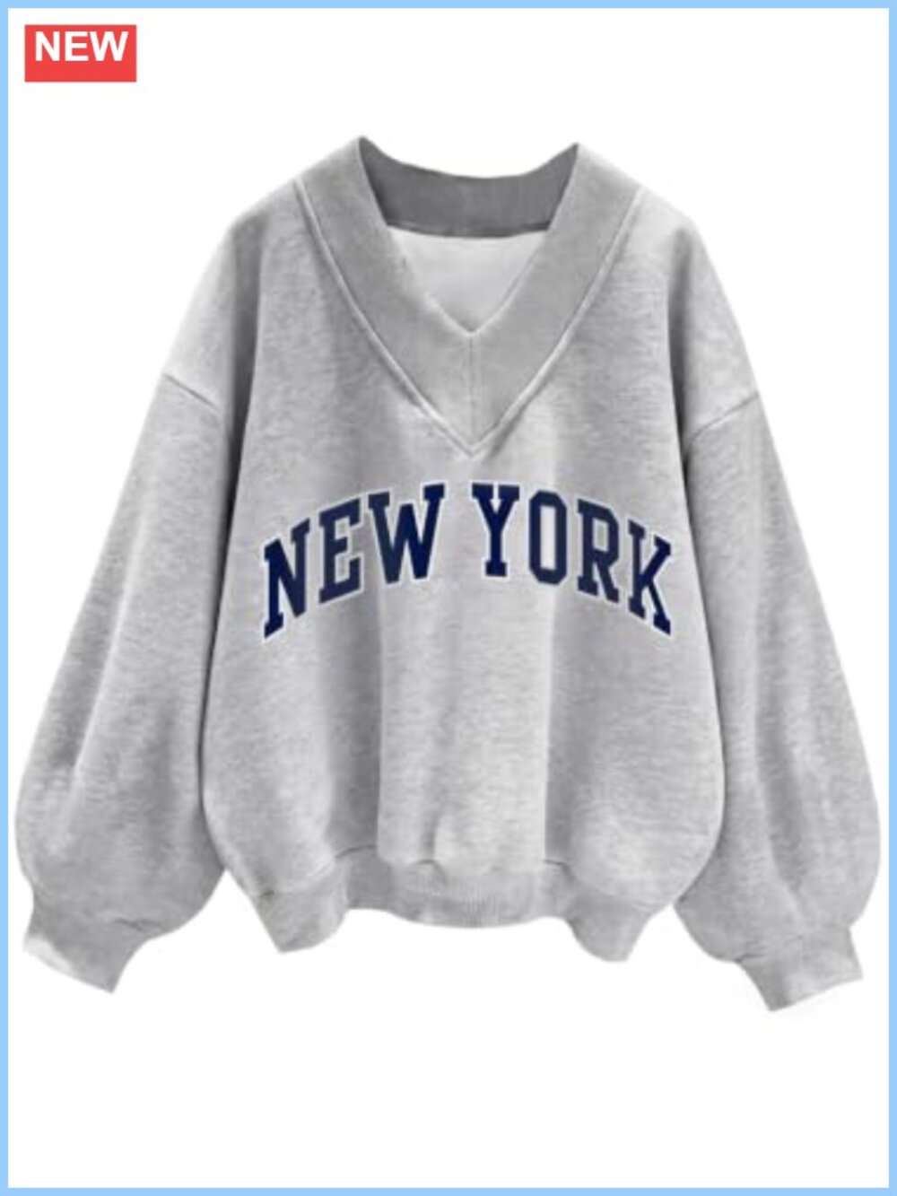 V Neck Oversized Fleece Sweatshirt Cotton Polyester Long Sleeve Pullover